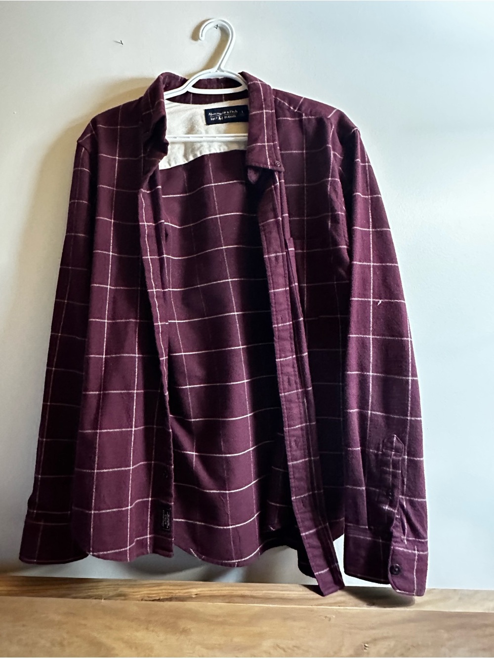 Abercrombie & Fitch Burgundy Windowpane Button-Down Shirt